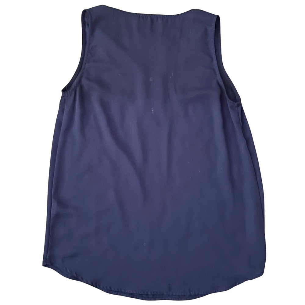 Full Moon Maternity Navy Zip Front Sleeveless Blouse Size Small - Picture 5 of 5